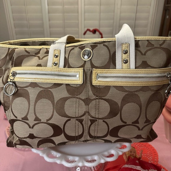 New! Coach Brown Canvas Diaper Bag - Picture 2 of 13